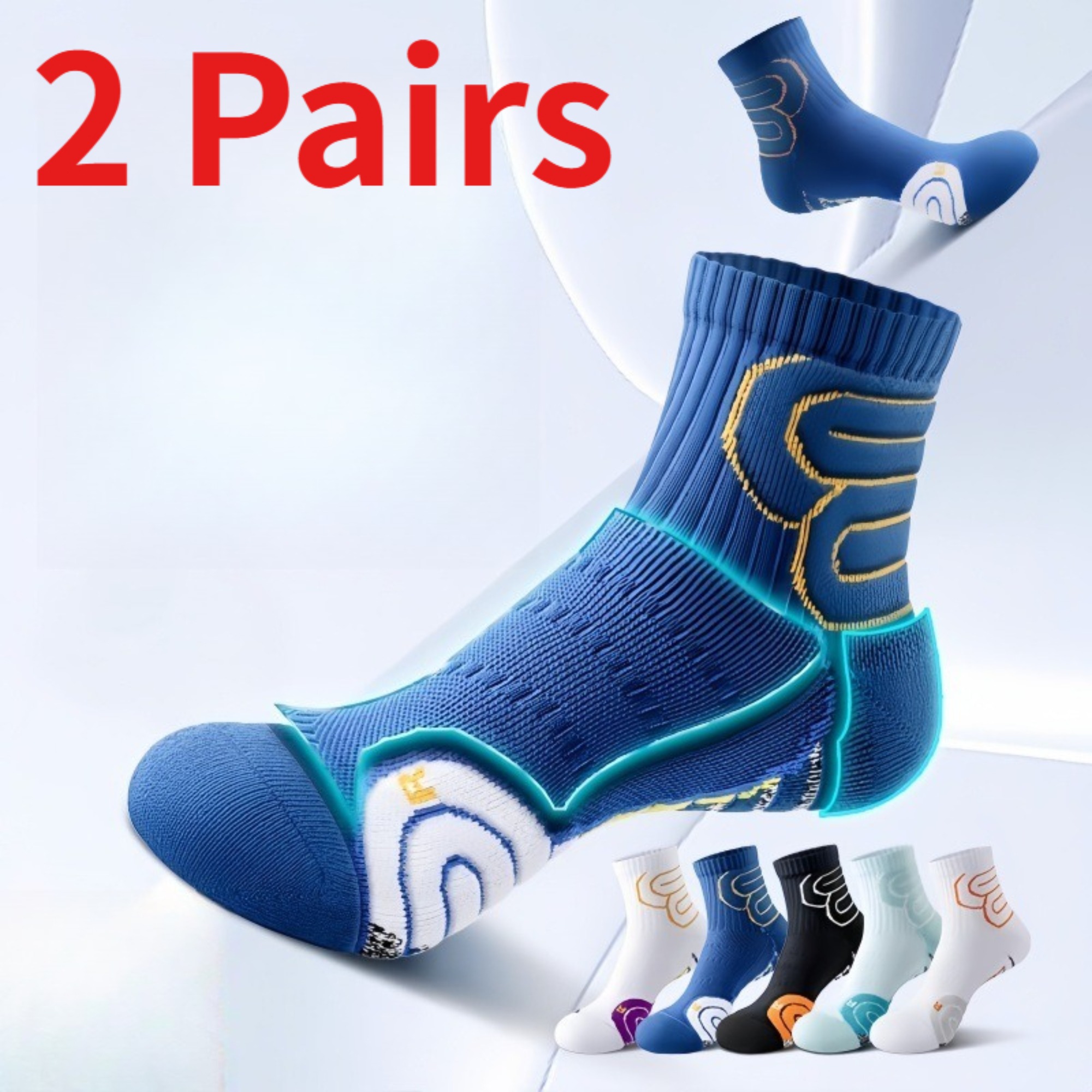 1/2 คู่ถุงเท้าวิ่งมาราธอนสำหรั - Athletic Sock Cushion บทวิจารณ์และราคา